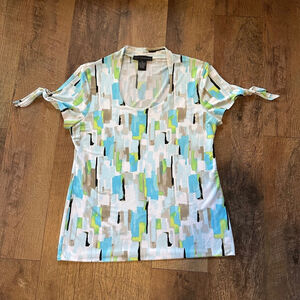 Women's Grace Elements Top Size M Multicolor Short Sleeve